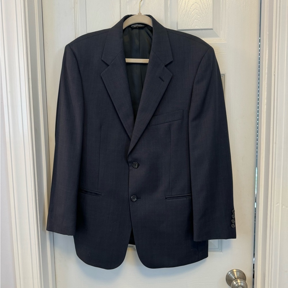 Evan Picone Wool Navy Plaid Suit Jacket. Navy blue. size 38S